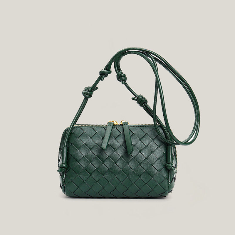 Women’s Vintage Woven Split Leather Crossbody Bag image 4