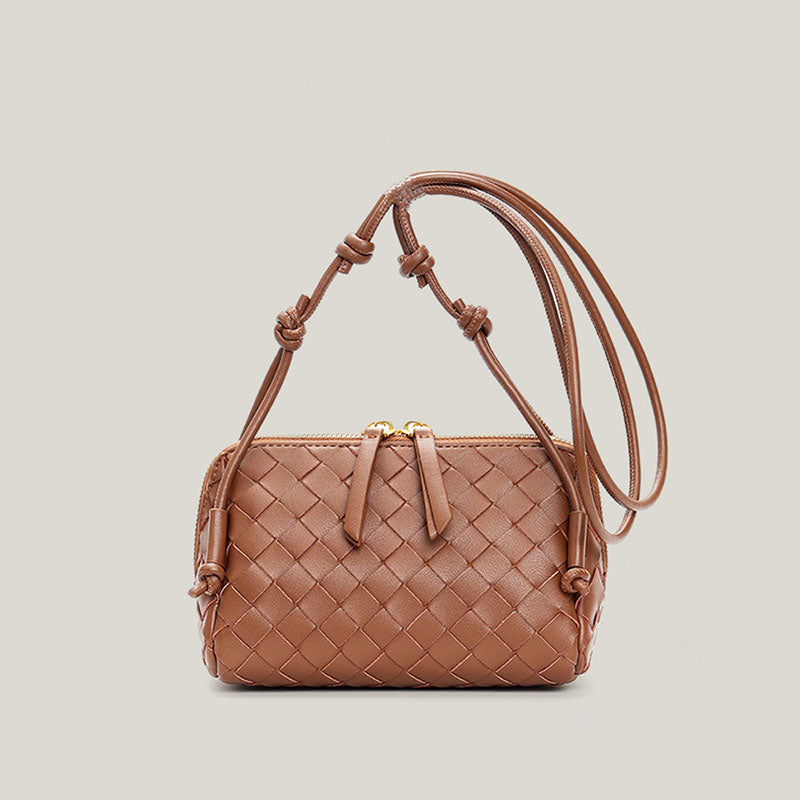Women’s Vintage Woven Split Leather Crossbody Bag image 5