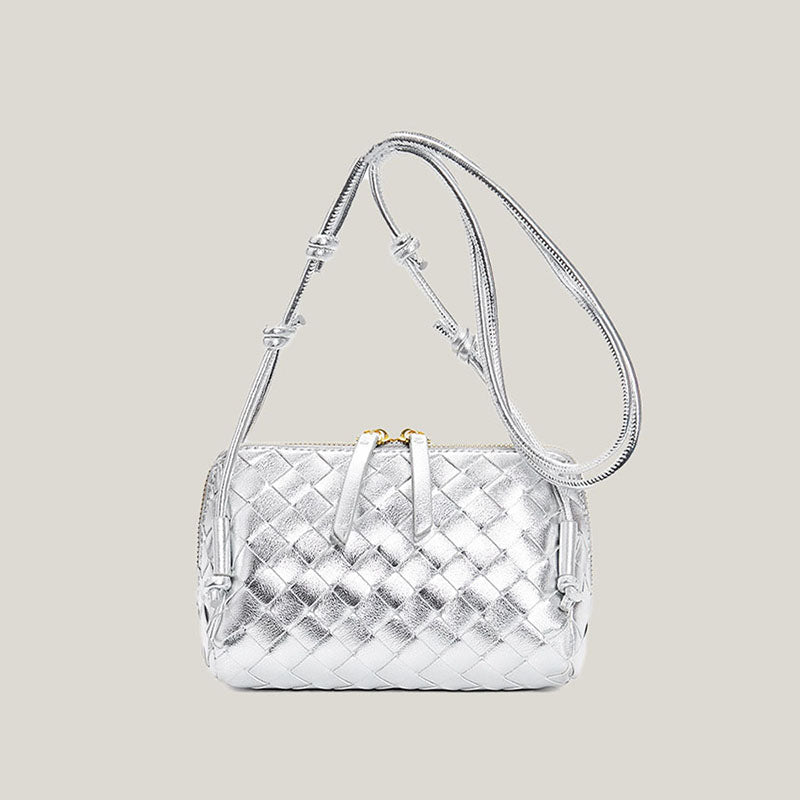 Women’s Vintage Woven Split Leather Crossbody Bag image 2