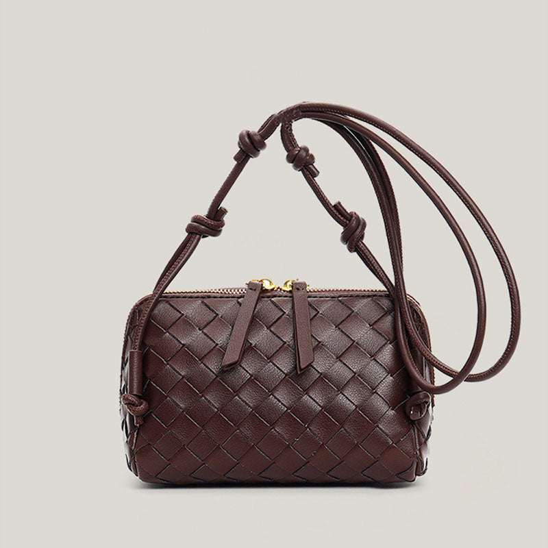 Women’s Vintage Woven Split Leather Crossbody Bag image 7