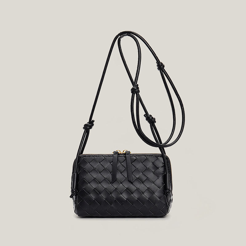 Women’s Vintage Woven Split Leather Crossbody Bag image 8