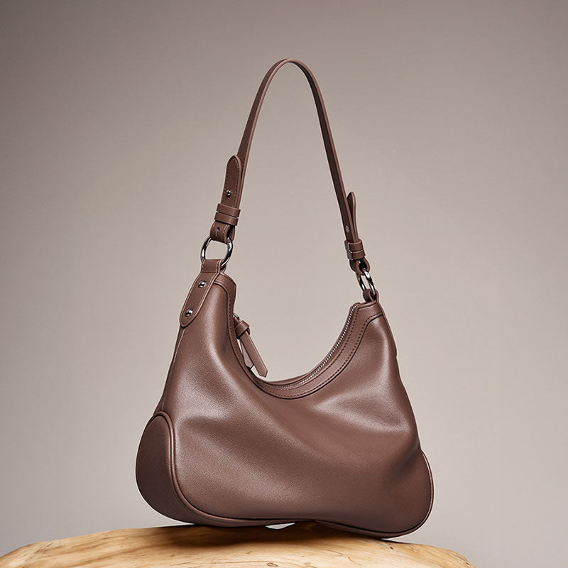 Women’s Vintage Zipper Crossbody Baguette Bags in Genuine Leather image 2