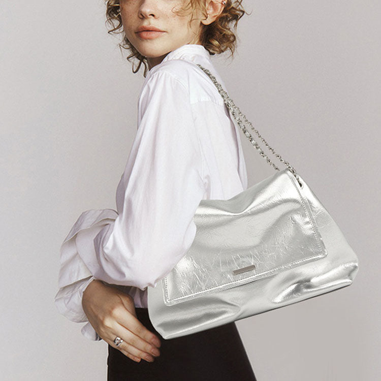 Women’s Waxed Genuine Leather Chain Shoulder Bag image 3