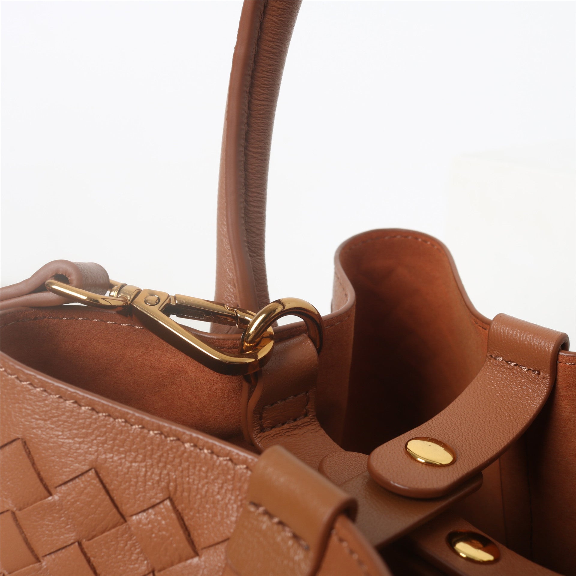 Women’s Woven Genuine Lambskin Leather Top Handle Bucket bags image 5