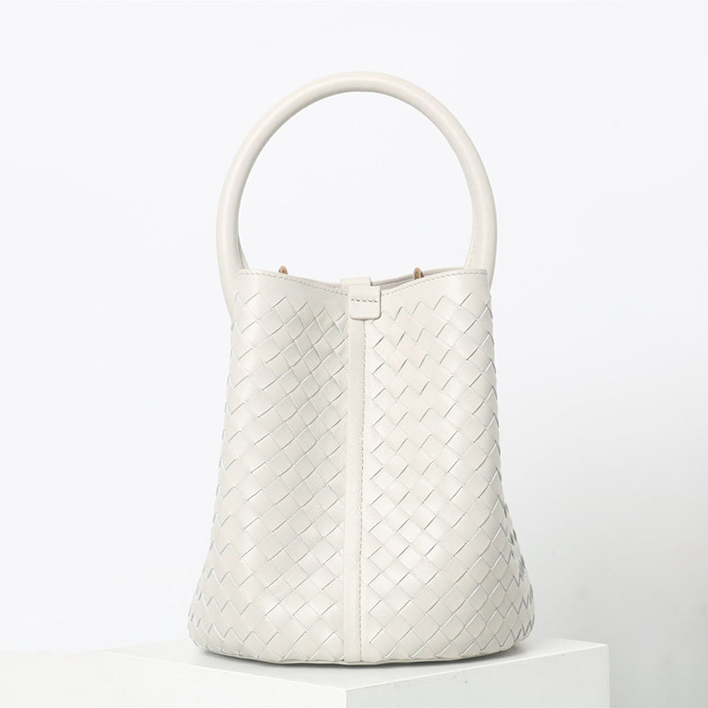 Women’s Woven Genuine Lambskin Leather Top Handle Bucket bags image 8