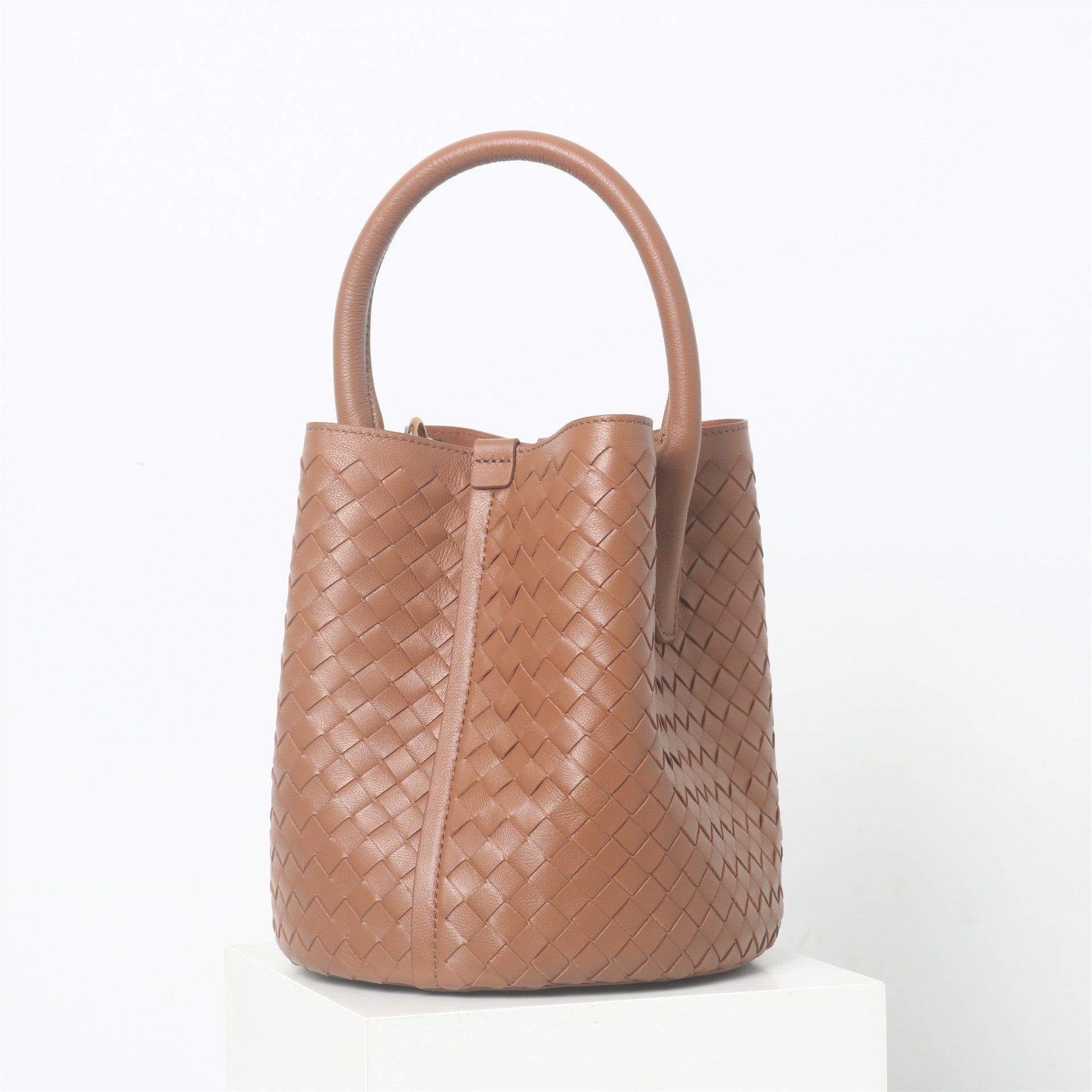 Women’s Woven Genuine Lambskin Leather Top Handle Bucket bags image 2