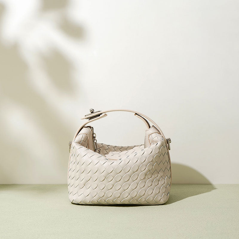 Women’s Woven Genuine Leather Minimalist Shoulder Handbag image 5