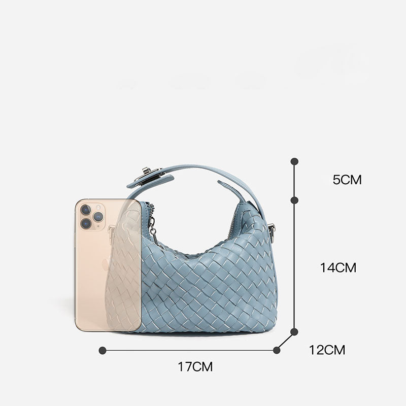 Women’s Woven Genuine Leather Minimalist Shoulder Handbag image 2