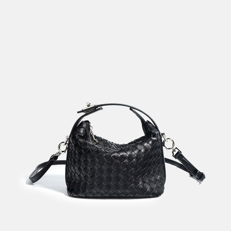 Women’s Woven Genuine Leather Minimalist Shoulder Handbag image 8