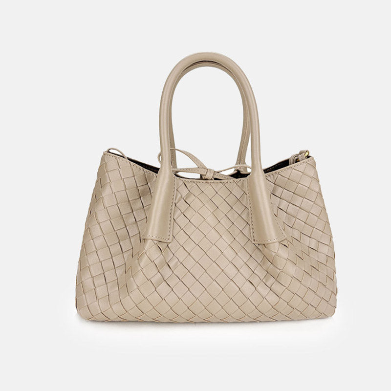 Women’s Woven Genuine Leather Shoulder Tote Bag image 7