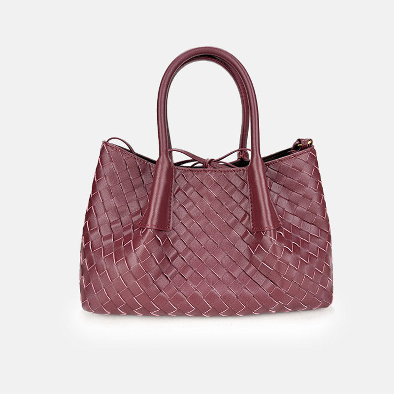 Women’s Woven Genuine Leather Shoulder Tote Bag image 9