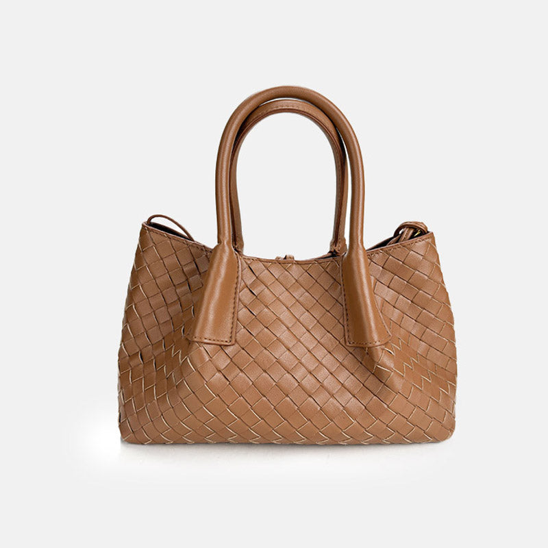 Women’s Woven Genuine Leather Shoulder Tote Bag image 13