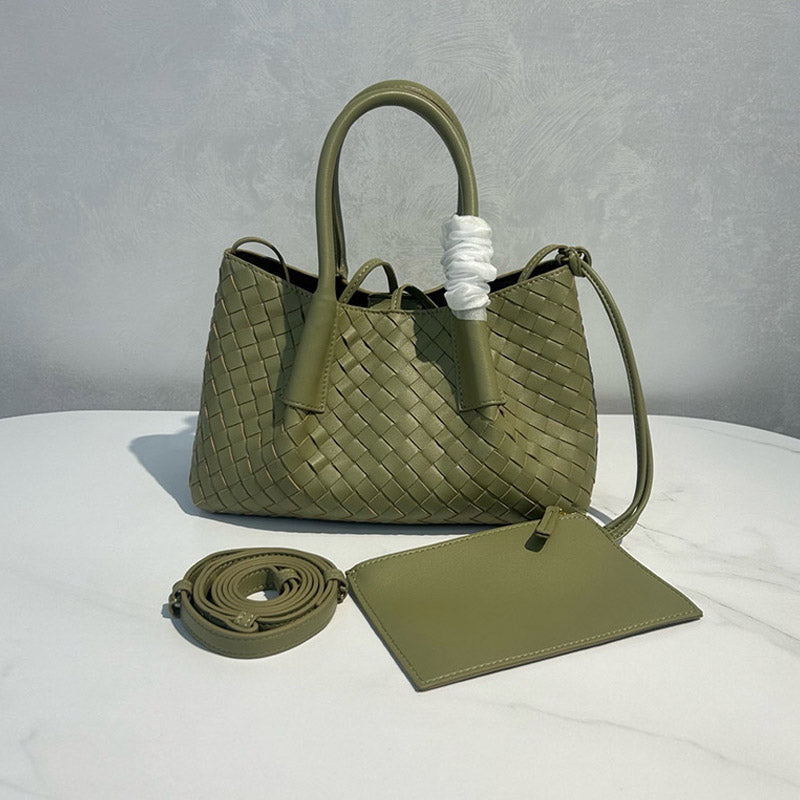 Women’s Woven Genuine Leather Shoulder Tote Bag image 15