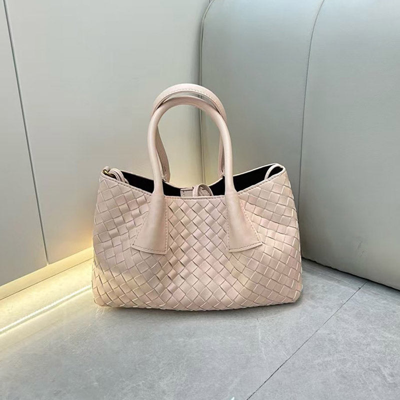 Women’s Woven Genuine Leather Shoulder Tote Bag image 16