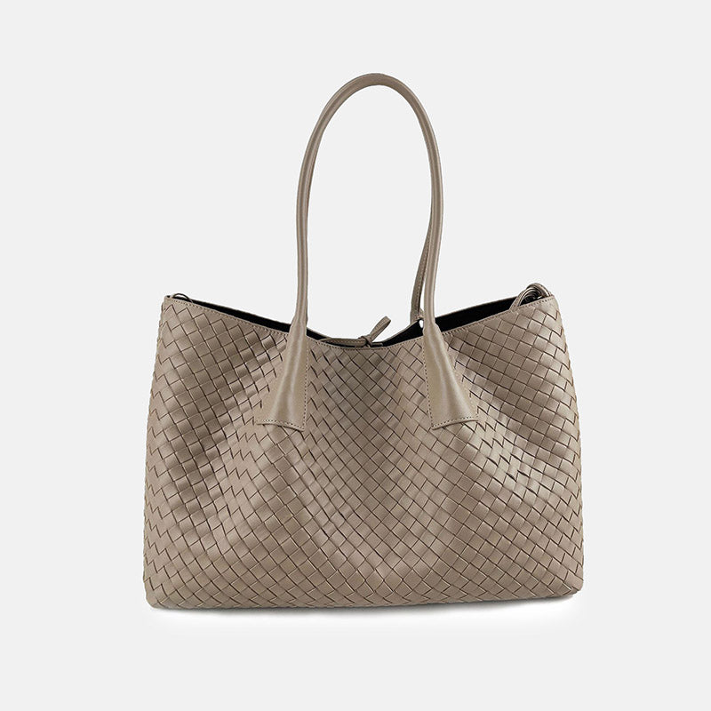Women’s Woven Genuine Leather Shoulder Tote Bag image 8