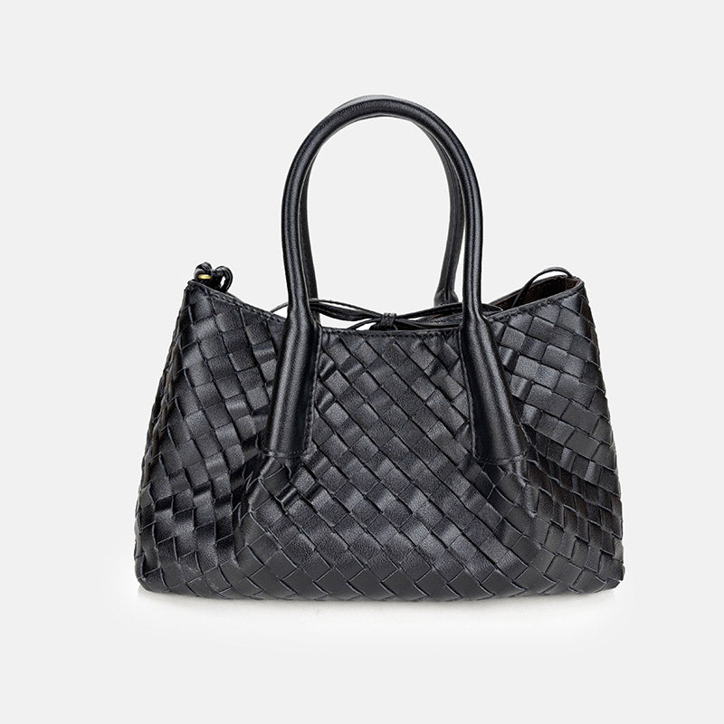 Women’s Woven Genuine Leather Shoulder Tote Bag image 3