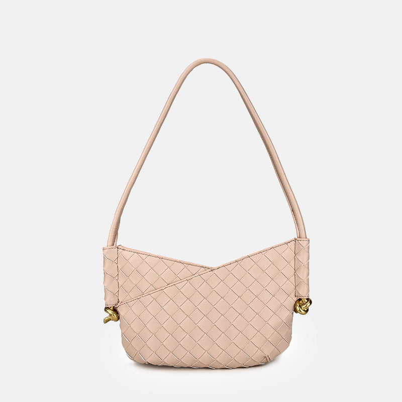 Women’s Woven Genuine Leather V-Shaped Shoulder Baguette Bag image 6