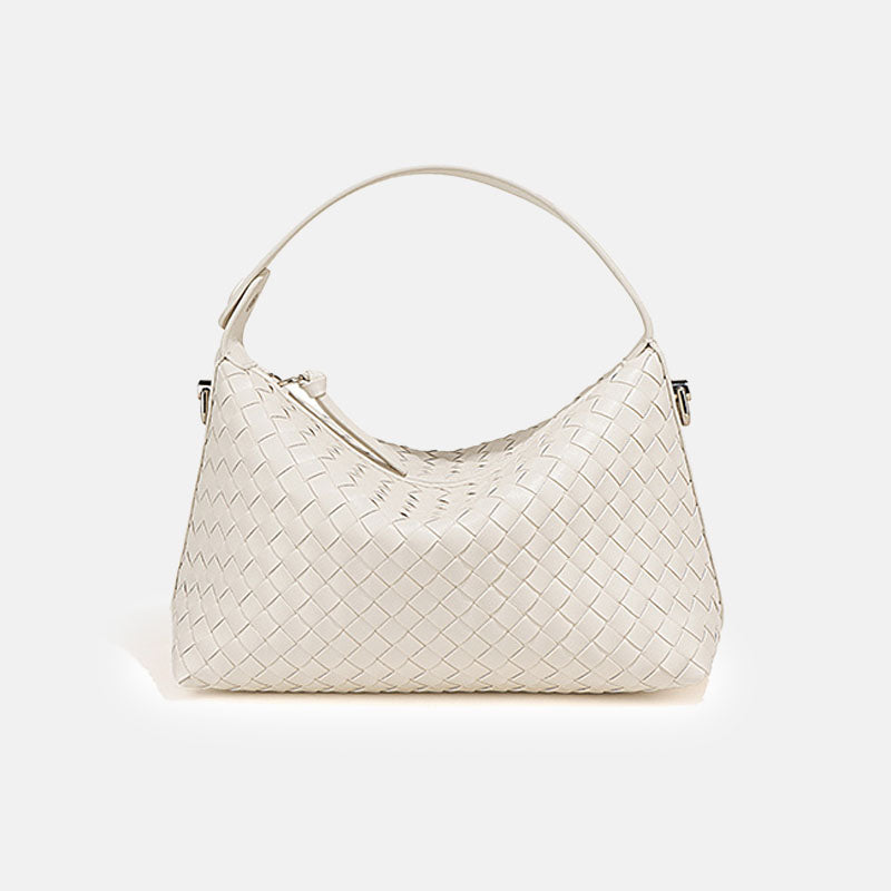 Women’s Woven Genuine Leather Vintage Zipper Handbags image 4