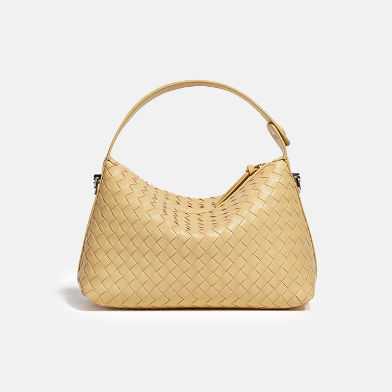 Women’s Woven Genuine Leather Vintage Zipper Handbags image 6