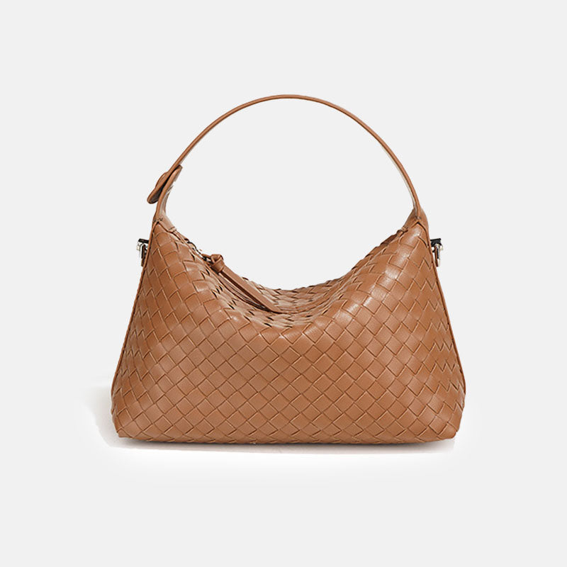 Women’s Woven Genuine Leather Vintage Zipper Handbags image 7