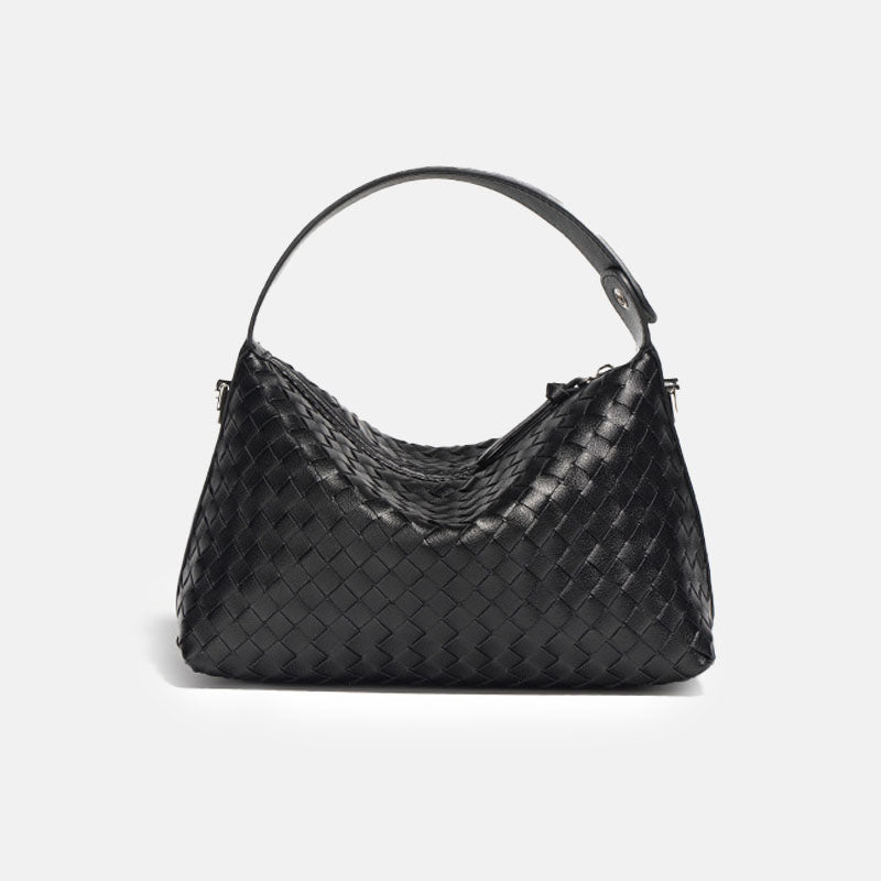 Women’s Woven Genuine Leather Vintage Zipper Handbags image 8