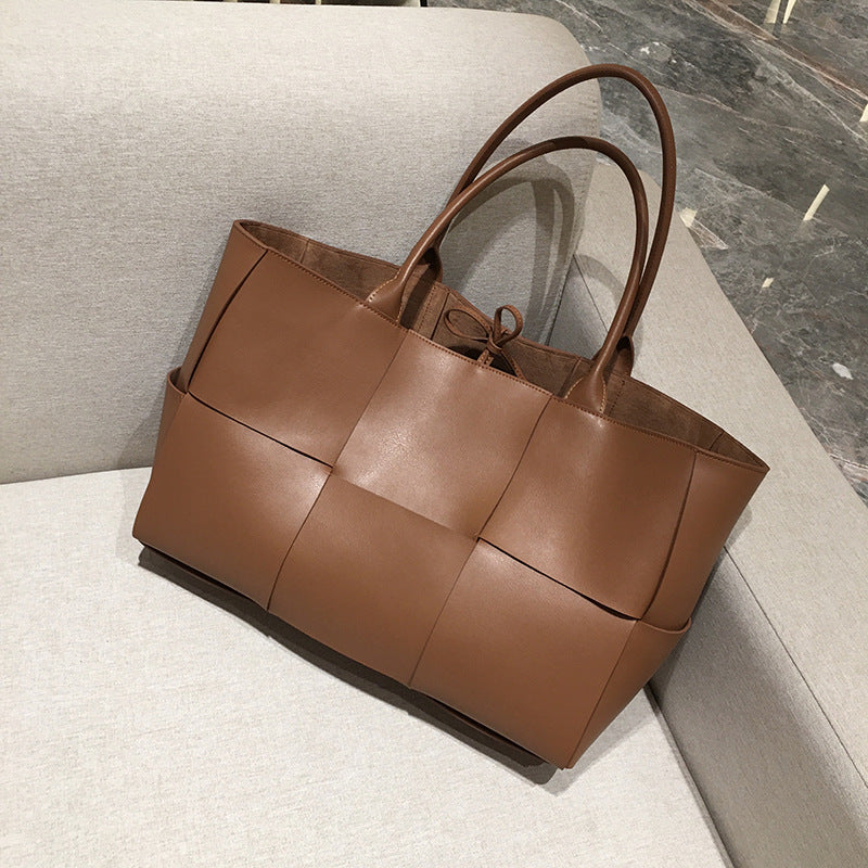 Women’s Woven Large Genuine Leather Tote Bags 35CM image 5