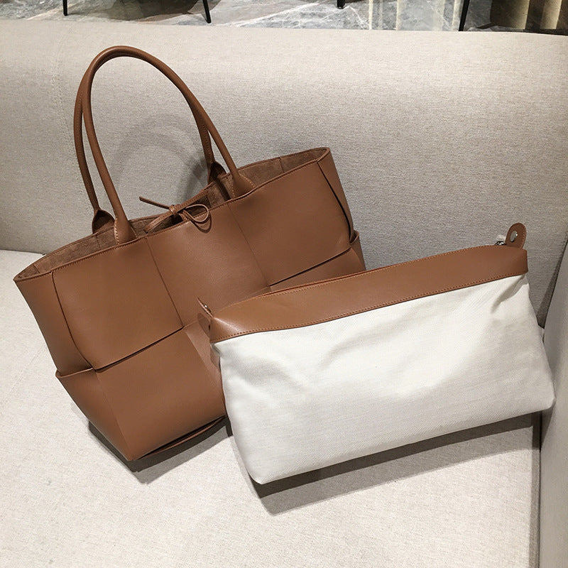 Women’s Woven Large Genuine Leather Tote Bags 35CM image 6