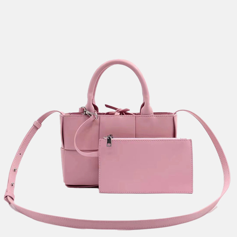 Women’s Woven Leather Mini Tote Shoulder Crossbody Bag image 4