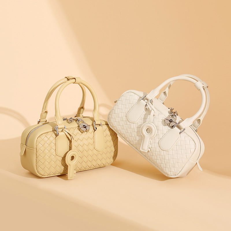 Women’s Woven Leather Minimalist Top Handle Bag image 6