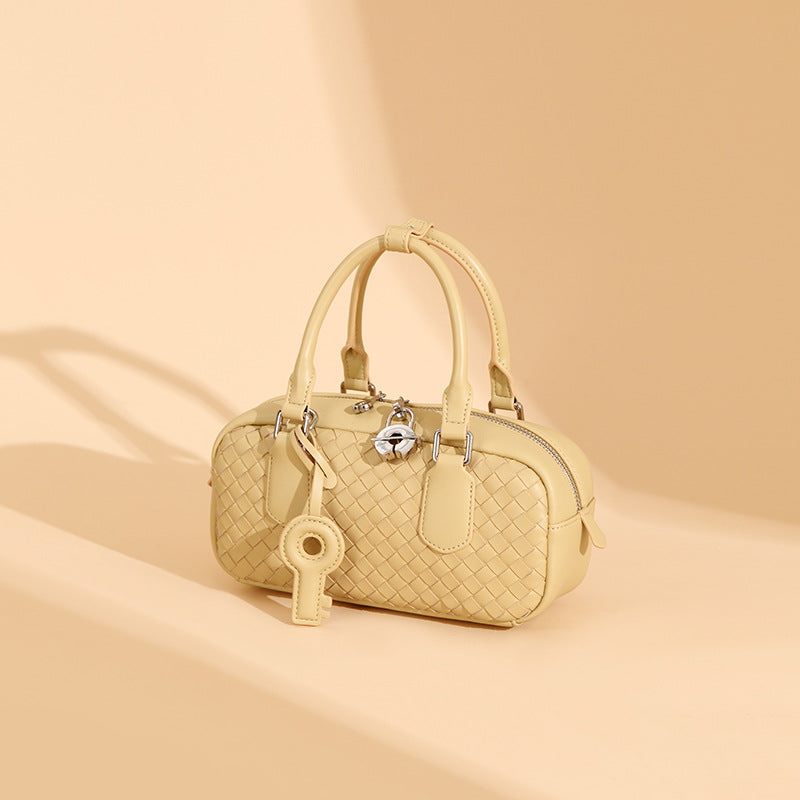 Women’s Woven Leather Minimalist Top Handle Bag image 5