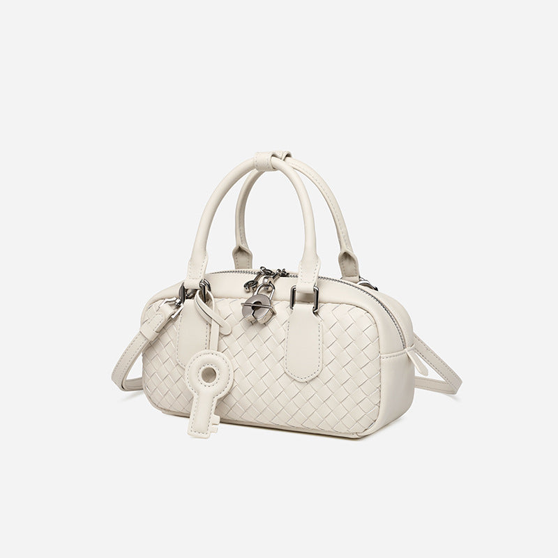 Women’s Woven Leather Minimalist Top Handle Bag image 2