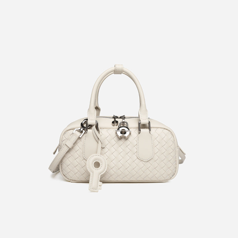 Women’s Woven Leather Minimalist Top Handle Bag image