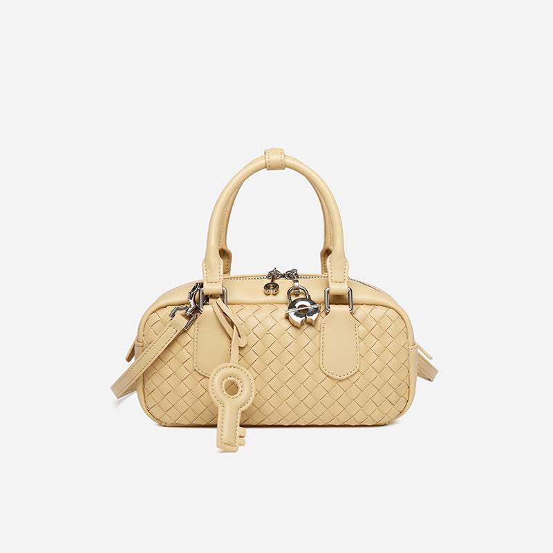 Women’s Woven Leather Minimalist Top Handle Bag image 4