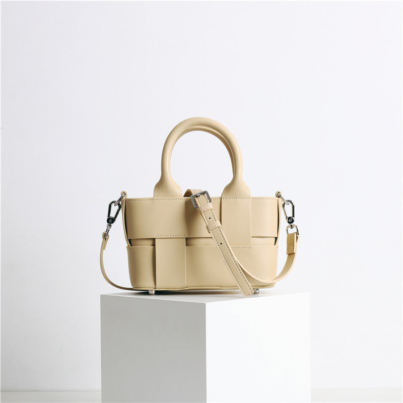 Women’s Woven Leather Top Handle Tote Bag image 2