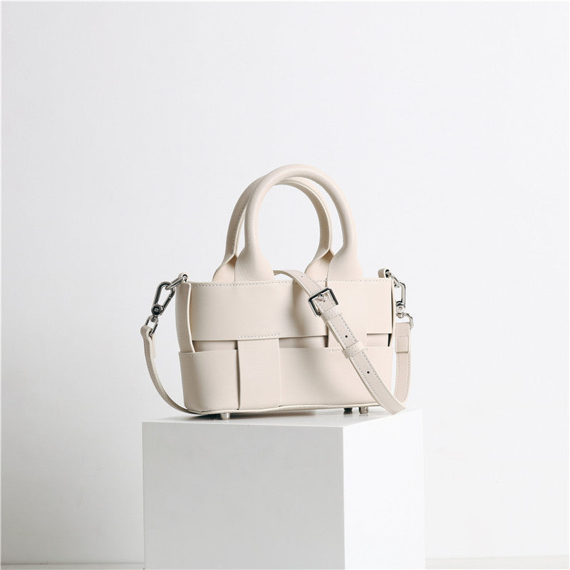 Women’s Woven Leather Top Handle Tote Bag image 3