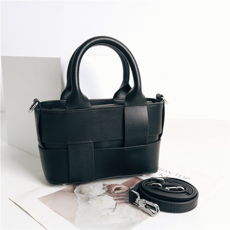 Women’s Woven Leather Top Handle Tote Bag image 5