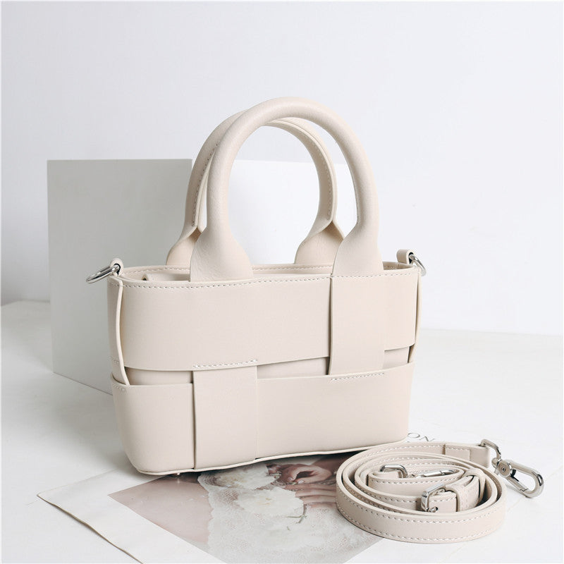 Women’s Woven Leather Top Handle Tote Bag image 7