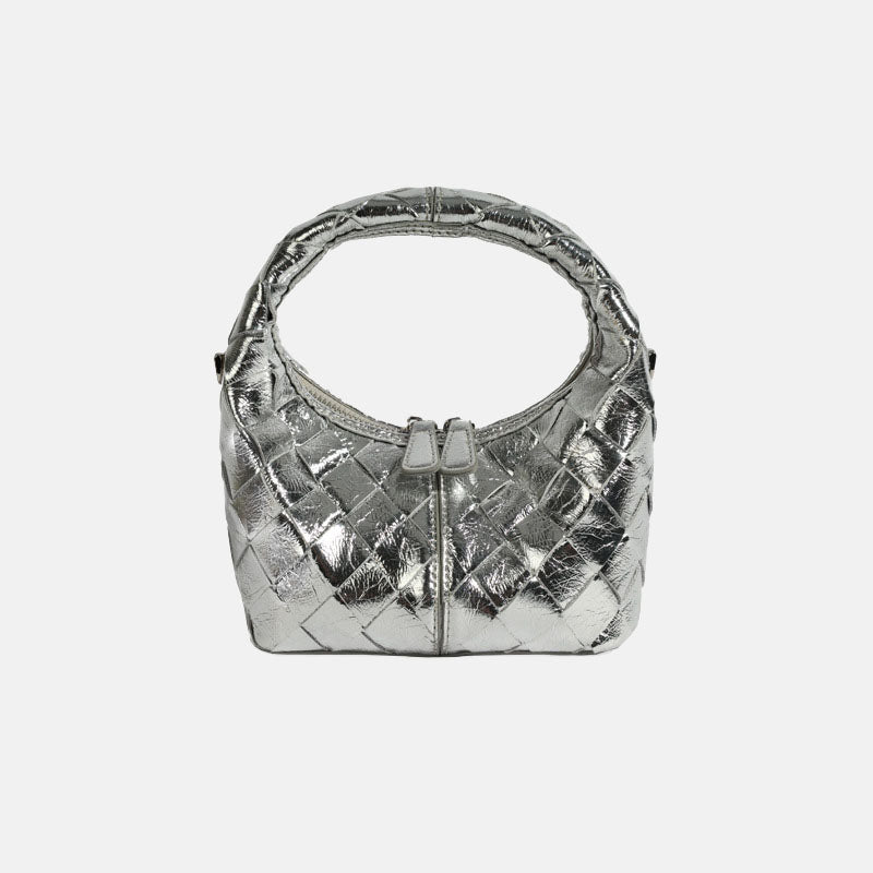 Women’s Woven Leather Zipper Crossbody Chain Handbags image 2