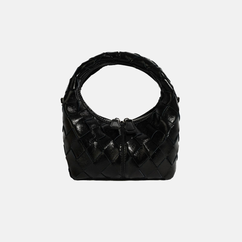 Women’s Woven Leather Zipper Crossbody Chain Handbags image 9