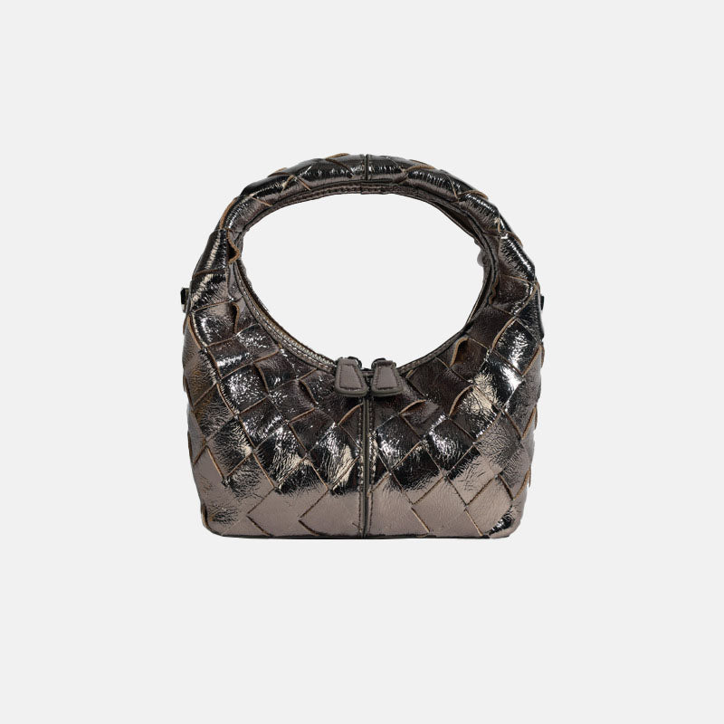Women’s Woven Leather Zipper Crossbody Chain Handbags image 8