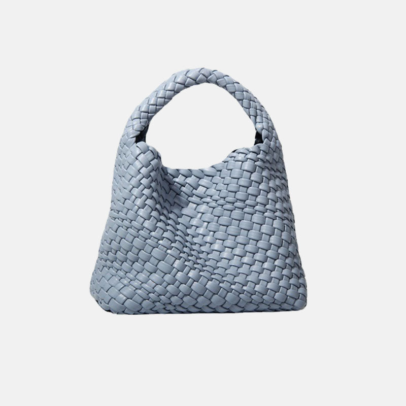 Women’s Woven PU Material Minimalist Bucket Tote Bag image