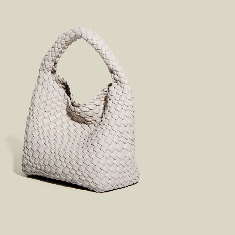 Women’s Woven PU Material Minimalist Bucket Tote Bag image 5