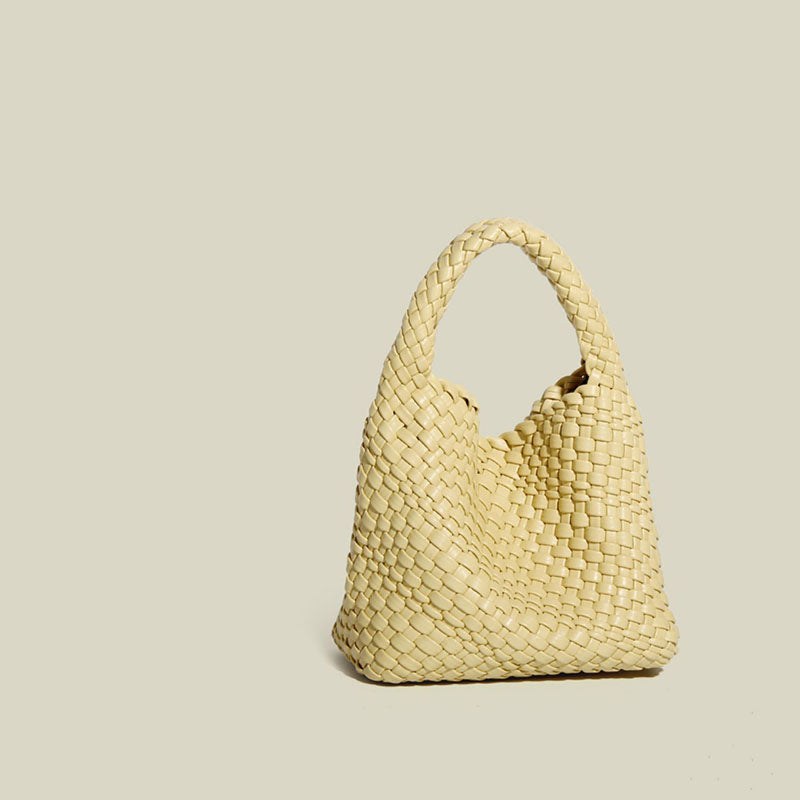 Women’s Woven PU Material Minimalist Bucket Tote Bag image 6