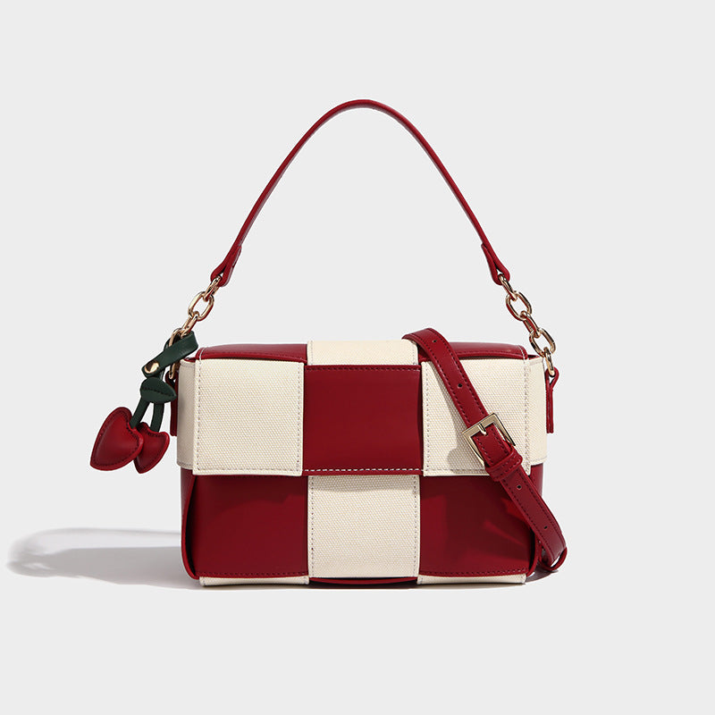 Women’s Woven PU Patchwork Mini Tote Shoulder Bag image 2