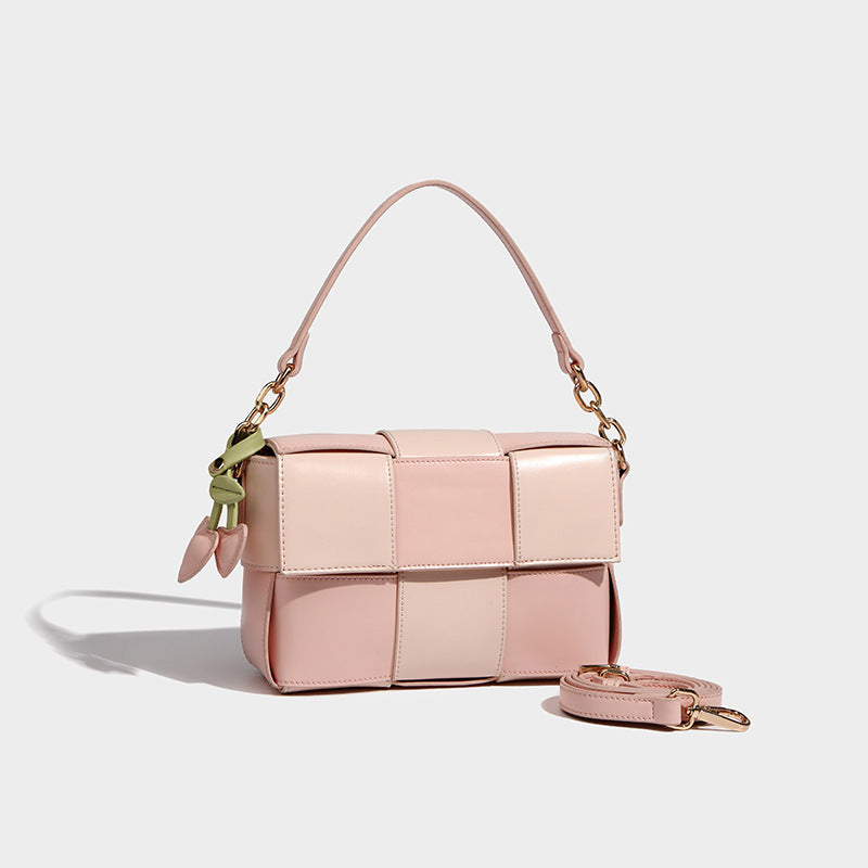 Women’s Woven PU Patchwork Mini Tote Shoulder Bag image 3