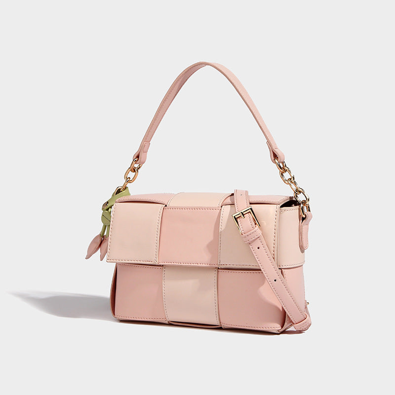 Women’s Woven PU Patchwork Mini Tote Shoulder Bag image 4
