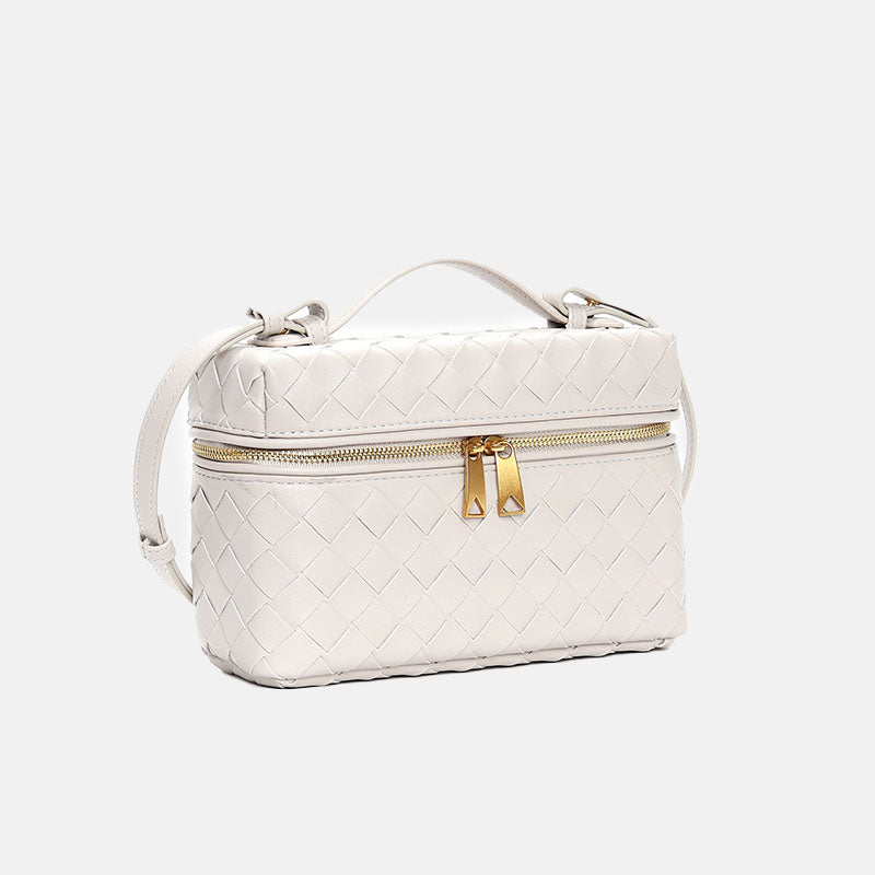 Women’s Woven Split Leather Crossbody Box Handbag image 7