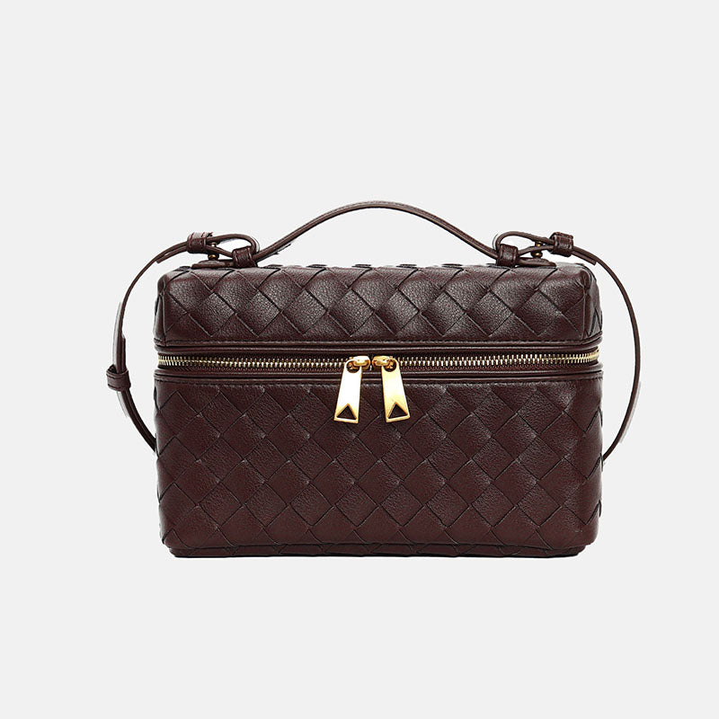 Women’s Woven Split Leather Crossbody Box Handbag image 13