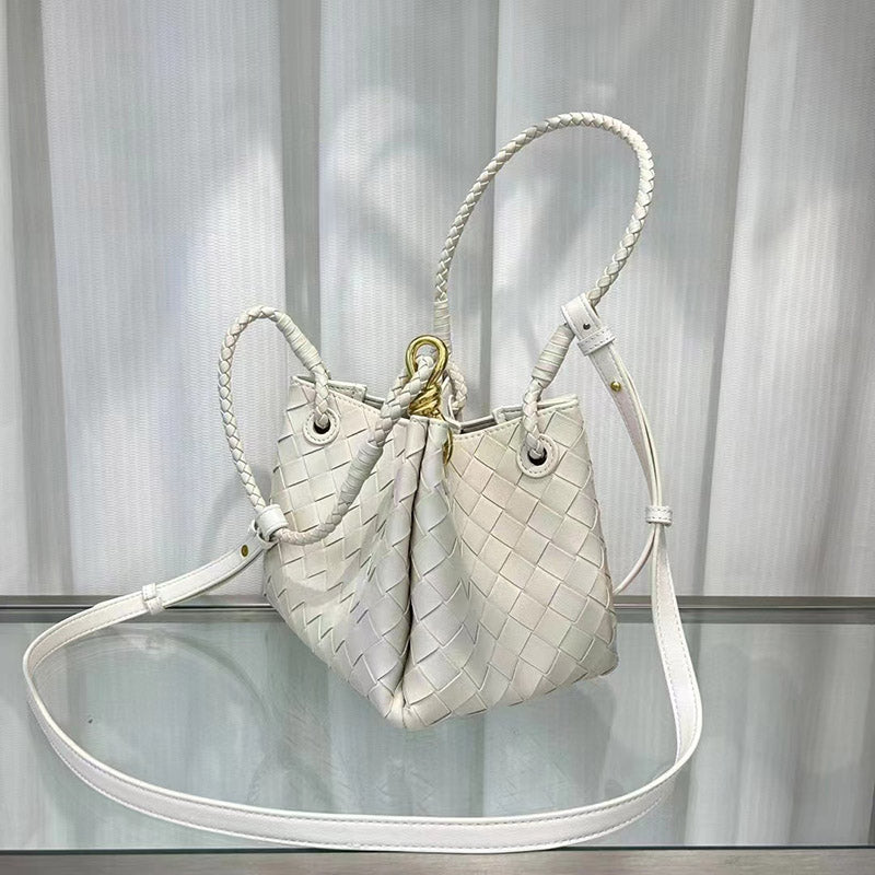 Women’s Woven Split Leather Crossbody Shoulder Bucket Bag image 15