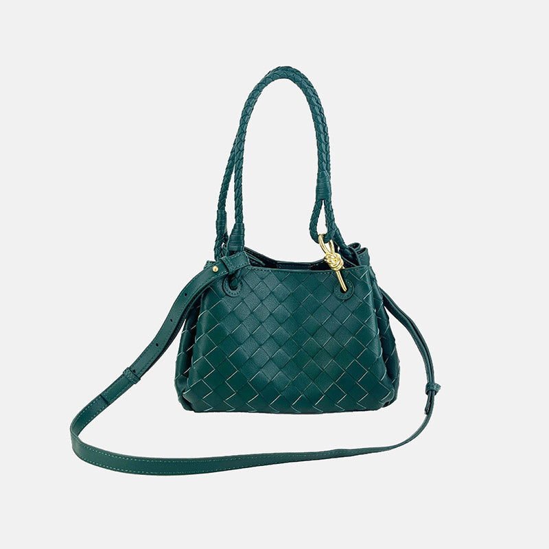 Women’s Woven Split Leather Crossbody Shoulder Bucket Bag image 11
